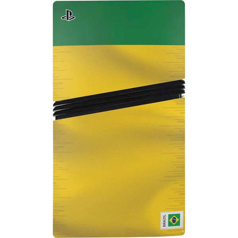 Brazil Soccer Flag PS5 Pro Disk Console Skin